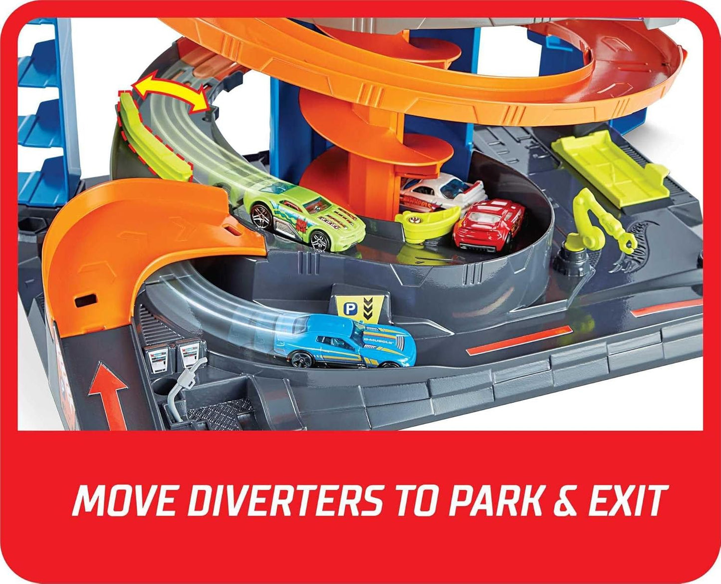 Hot Wheels City Mega Garage Playset with Corkscrew Elevator & Storage for 60+ Cars, Includes 1 1:64 Scale Vehicle