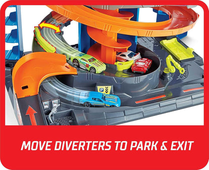Hot Wheels City Mega Garage Playset with Corkscrew Elevator & Storage for 60+ Cars, Includes 1 1:64 Scale Vehicle