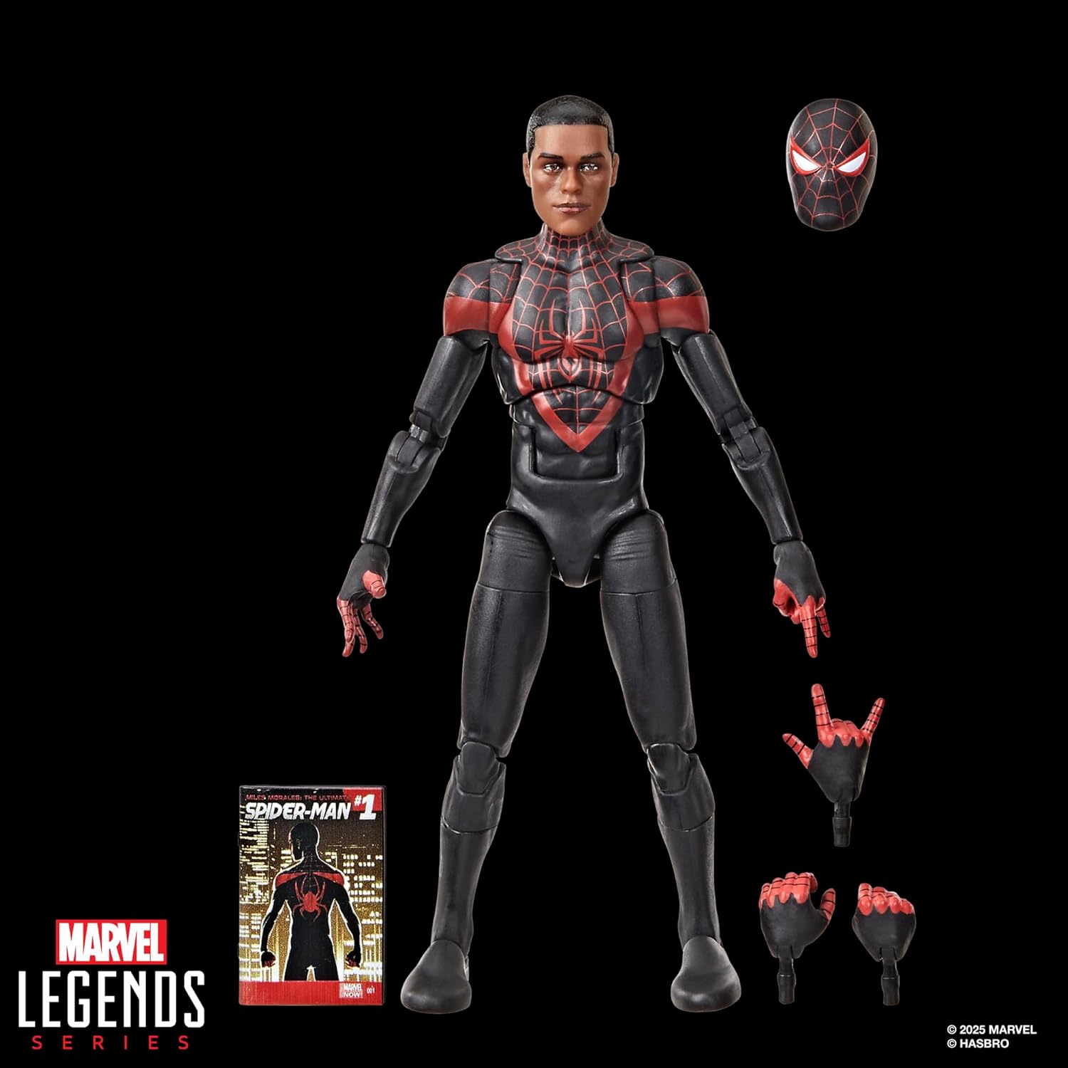 Marvel Legends Series Ultimate Miles Morales, Spider-Man Comics-Inspired Collectible 6-Inch Scale Action Figure with Character-Sized Comic Accessory