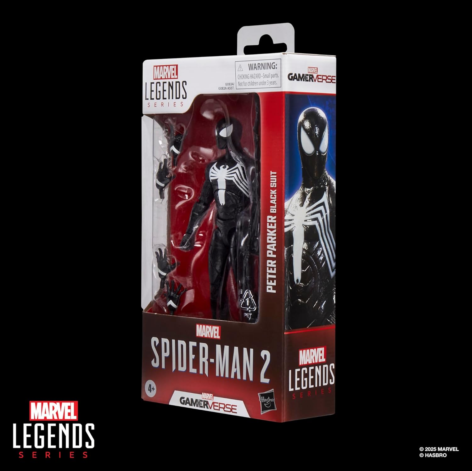 Spider-Man Marvel Legends Series Gamerverse Peter Parker Black Suit, 2 Video Game-Inspired Collectible 6 Inch Action Figure