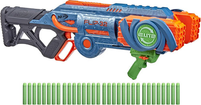 Nerf Elite 2.0 Flipshots Flip-32 Blaster with 32 Dart Barrels That Flip to Double Your Firepower, 32-Dart Capacity, 32 Elite Darts