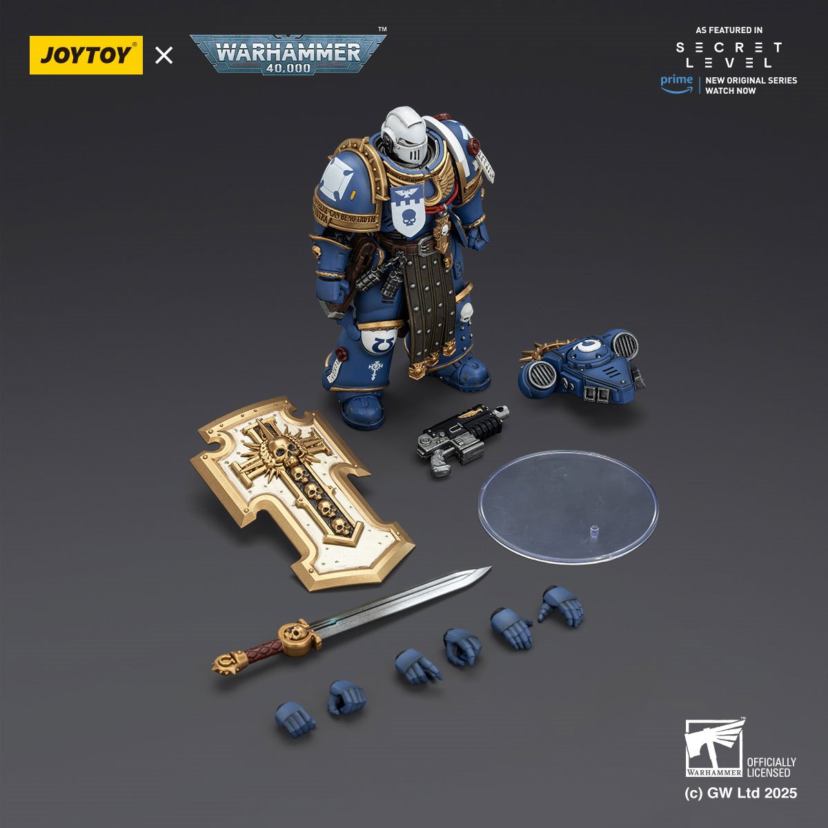 Warhammer 40,000 Ultramarines Torvald with Power Sword, Stormshield and Bolt Pistol 1:18 Scale Action Figure