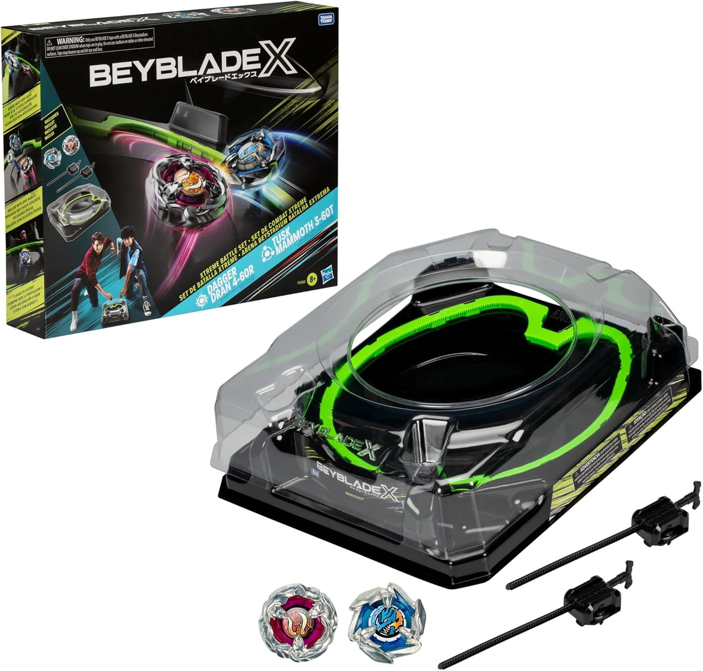 Beyblade X Xtreme Battle Set with Beystadium Arena Featuring X-Celerator Rail, 2 Right-Spinning Top Toys, 2 Launchers