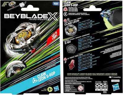 Beyblade X Claw Leon 5-60P Starter Pack Set with Balance Type Right-Spinning Top and Launcher