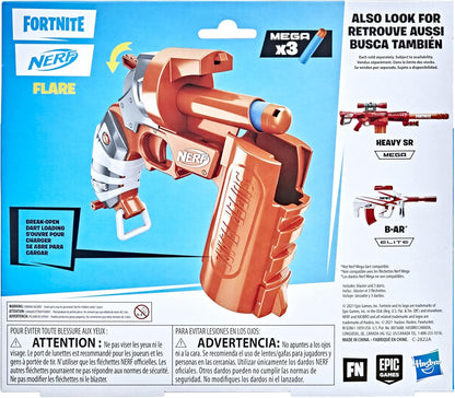Nerf Fortnite Flare Dart Blaster, Break-Open Dart Loading, Includes 3 Mega Darts That Whistle Through The Air, Pull-Down Priming Handle