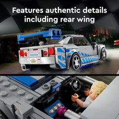 LEGO Speed Champions 2 Fast 2 Furious Nissan Skyline GT-R (R34), Race Car Toy Model Building Kit, Collectible with Racer Minifigure