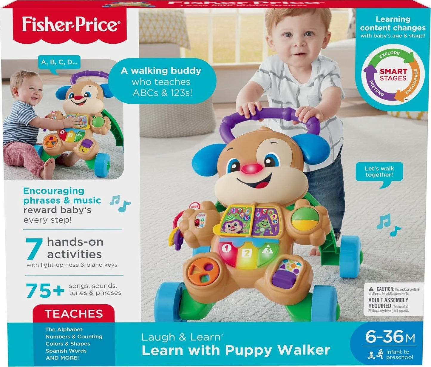 Fisher-Price Baby Toy Laugh & Learn Smart Stages Learn with Puppy Walker with Music Lights & Activities for Infants Ages 6+ Months
