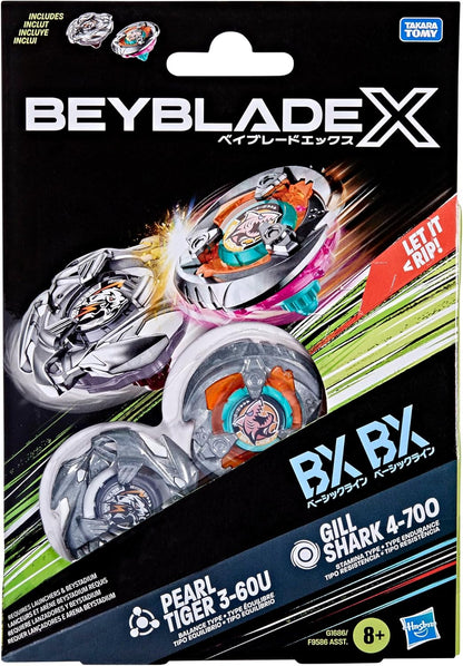 Beyblade X Gill Shark 4-70O BX & Pearl Tiger 3-60U BX Dual Pack Set