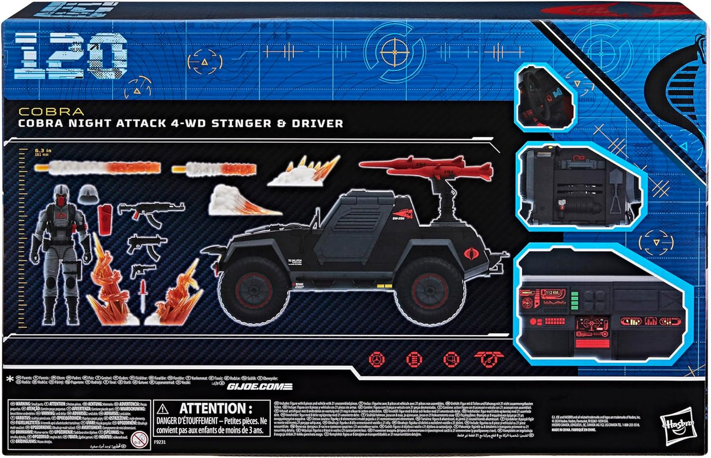 G.I. Joe Classified Series Cobra Night Attack 4-WD Stinger 6-Inch Scale Vehicle with Driver Action Figure