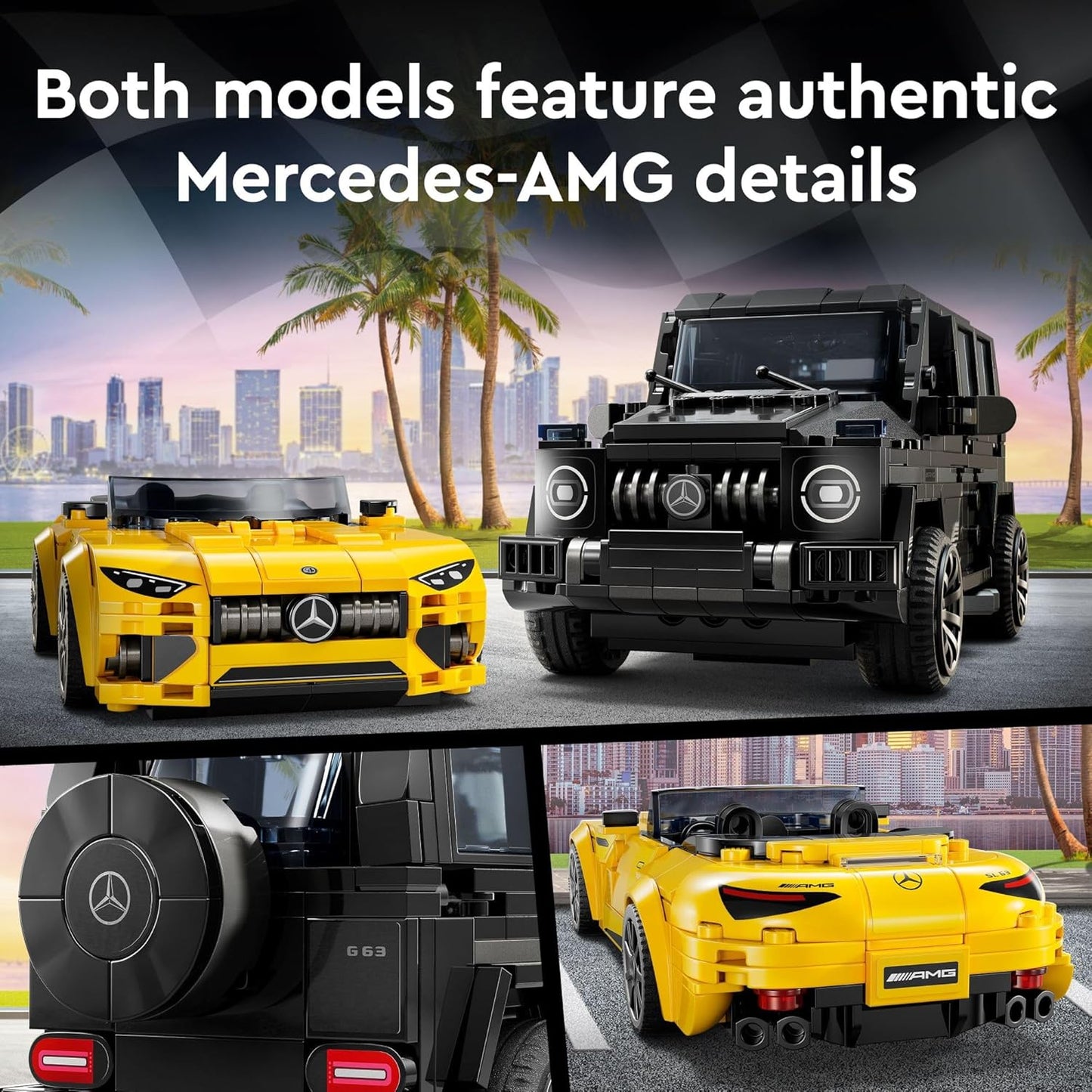 LEGO Speed Champions Mercedes-AMG G 63 & Mercedes-AMG SL 63 F1 Toy Car, Formula 1 Vehicle Set with 2 Building Sets with 2 Driver Minifigures