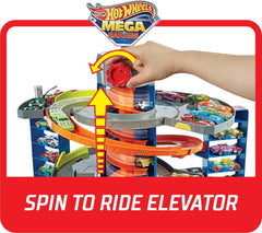 Hot Wheels City Mega Garage Playset with Corkscrew Elevator & Storage for 60+ Cars, Includes 1 1:64 Scale Vehicle