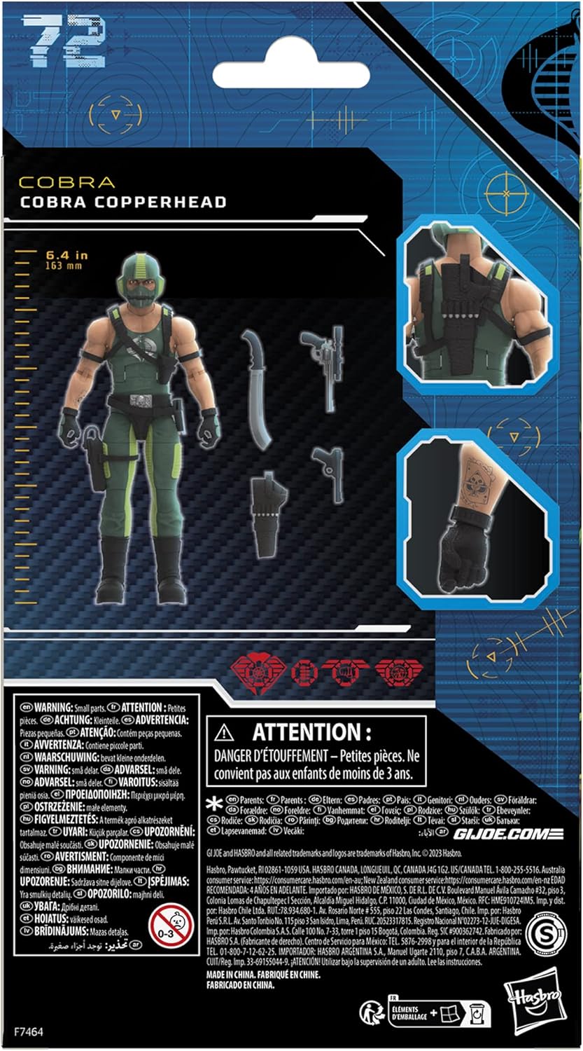 G. I. Joe Classified Series Cobra Copperhead, Collectible G.I. Joe Action Figures, 72, 6 inch Action Figures for Boys & Girls, with 4 Accessories, Medium