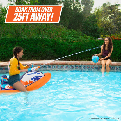 Nerf Super Soaker Stormforce Ride-On Racer – Inflatable Pool Float with Pool-Fed Mega Water Blaster
