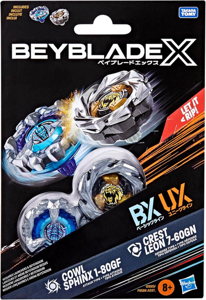 Beyblade X Cowl Sphinx 1-80GF BX & Crest Leon 7-60GN UX Dual Pack Set