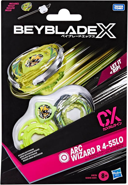 Beyblade X Arc Wizard R 4-55LO CX Starter Pack Set, Stamina Type Top and Launcher