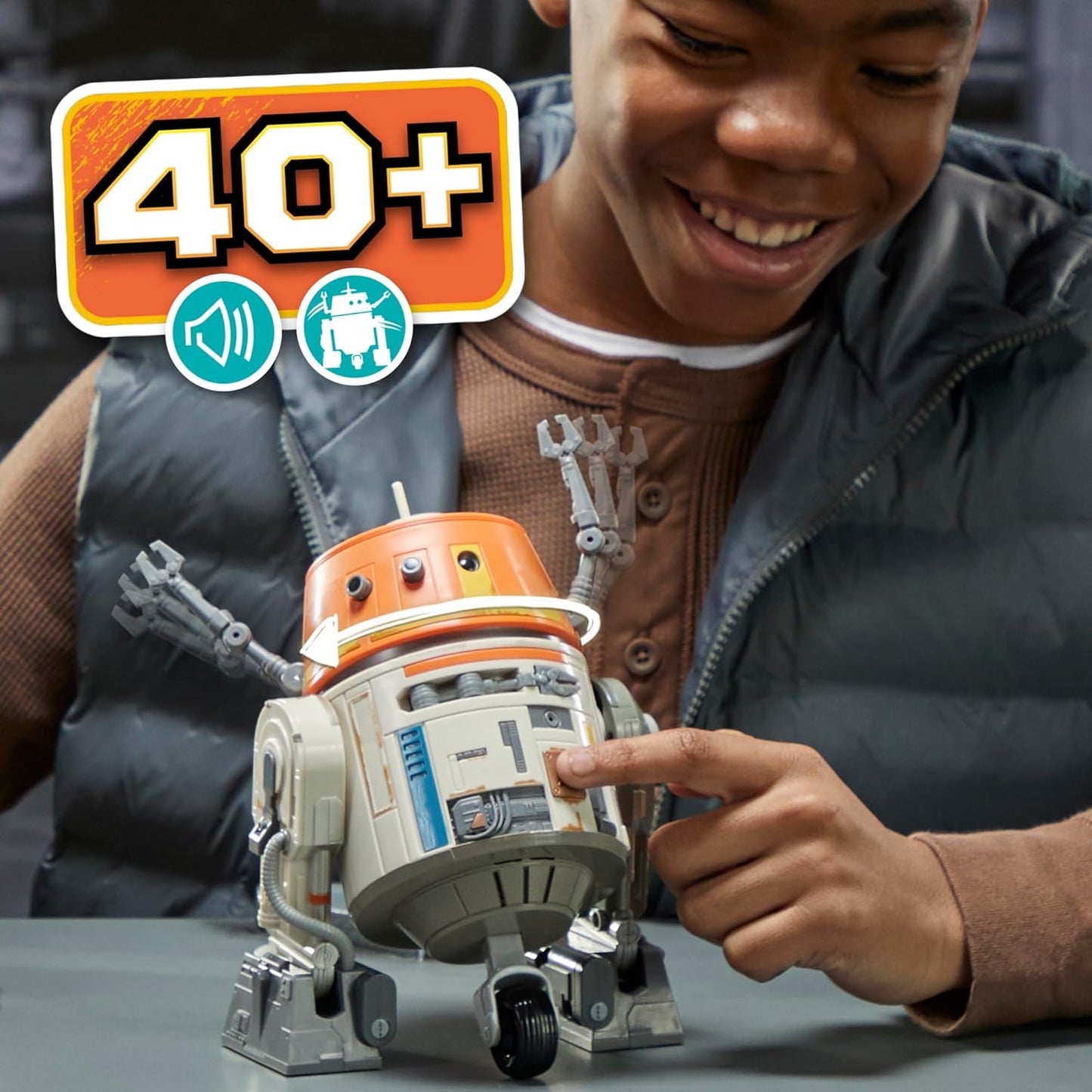 Star Wars Chatter Back Chopper, Ahsoka Animatronic Toys, 40+ Sound & Movement Combos, Interactive Toys