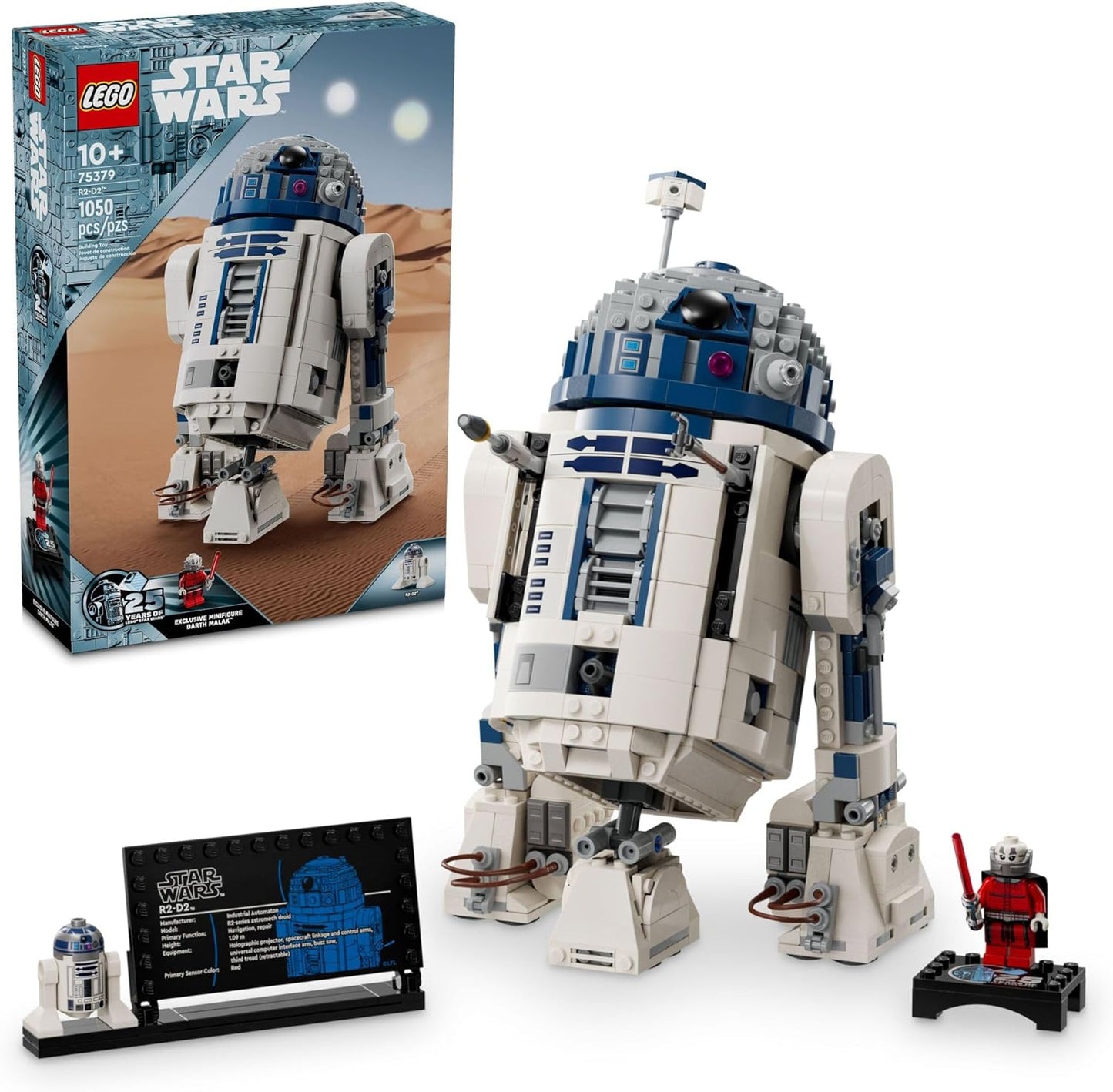 LEGO Star Wars R2-D2 Building Toy Set - Play or Display Star Wars Toy - Includes 25th Anniversary Darth Malak Minifigure