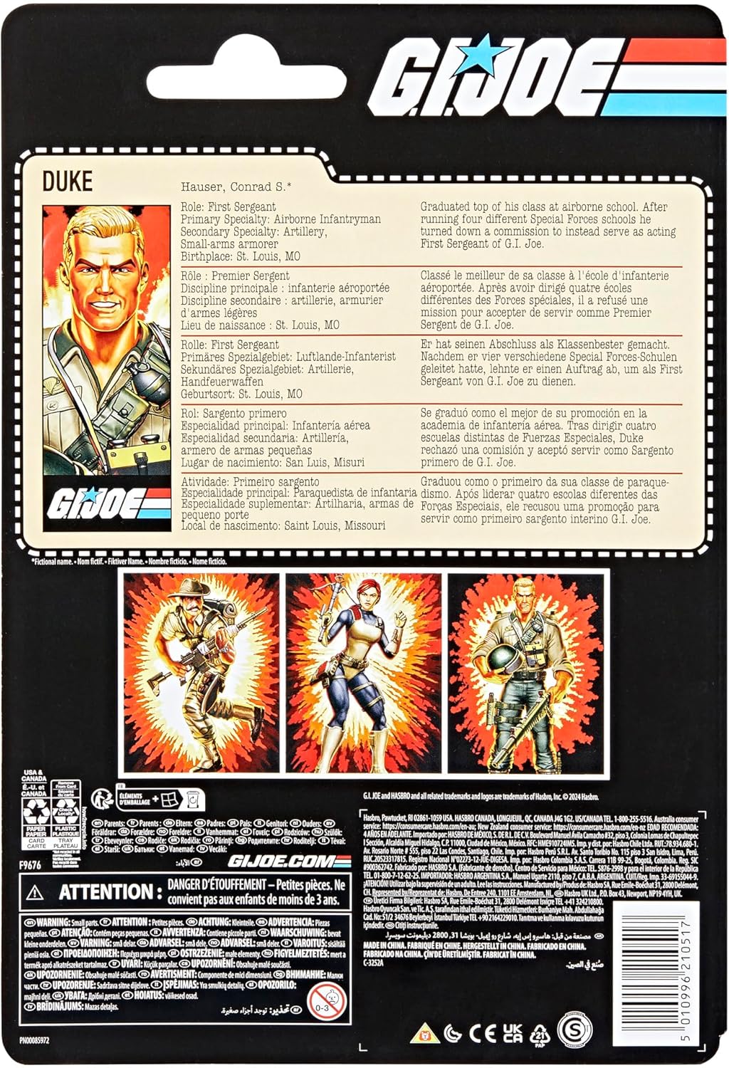 G.I. Joe Classified Series Retro Cardback Duke, Collectible 6-Inch Action Figure with 10 Accessories