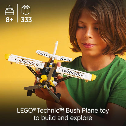 LEGO Technic Bush Plane Toy - Buildable Airplane Model with Spinning Propeller, 4-Cylinder Piston Engine, and More
