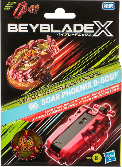 Beyblade X Soar Phoenix 9-60GF Deluxe String Launcher Set with Attack Type Right-Spinning Top