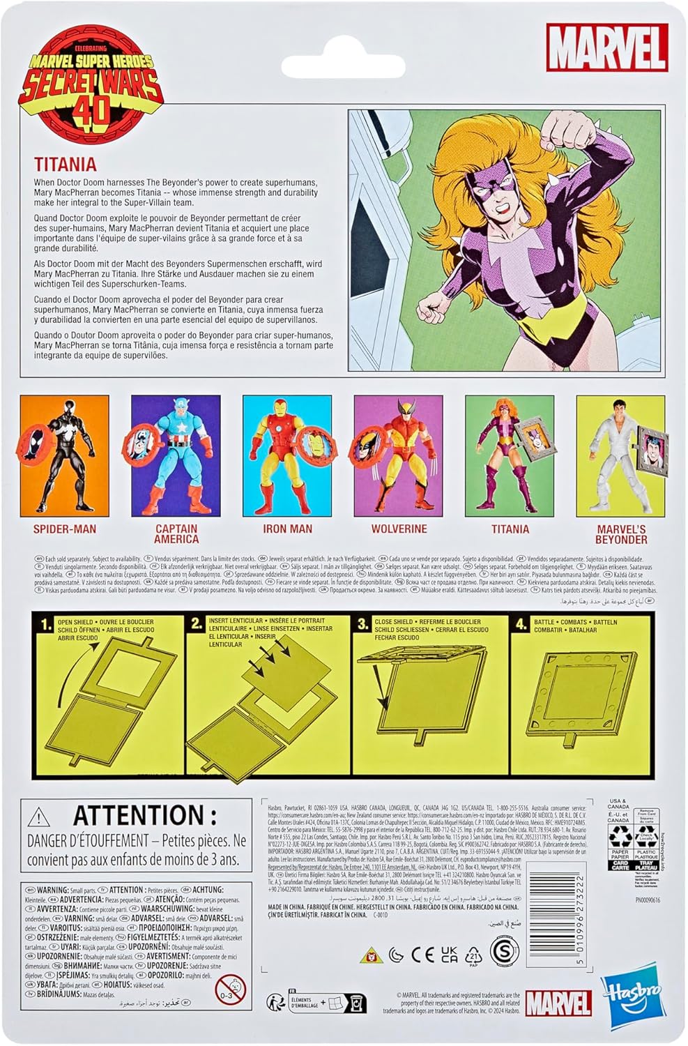 Marvel Legends Series Titania, Retro Super Heroes Secret Wars Comics Collectible 6 Inch Action Figure with Shield