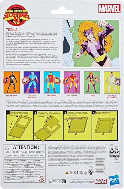 Marvel Legends Series Titania, Retro Super Heroes Secret Wars Comics Collectible 6 Inch Action Figure with Shield