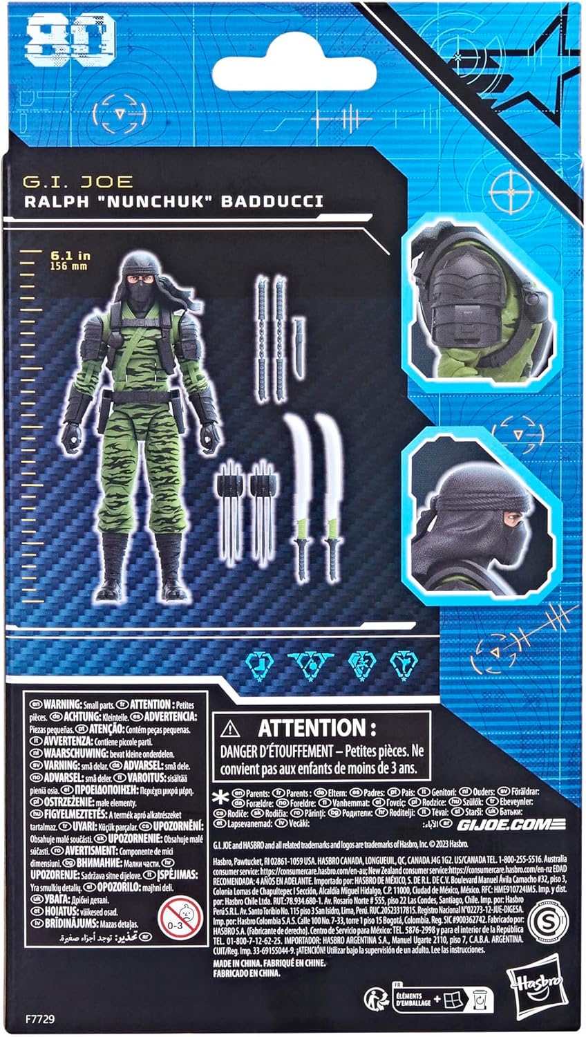 G.I. Joe Classified Series Ralph Nunchuk Badducci, Collectible G.I. Joe Action Figures, 80, 6 inch Action Figures for Boys & Girls, with 7 Accessories
