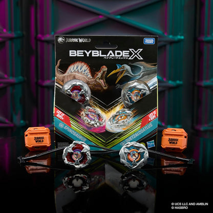 Beyblade X Jurassic World Collab Spinosaurus vs. Quetzalcoatlus Multipack Set
