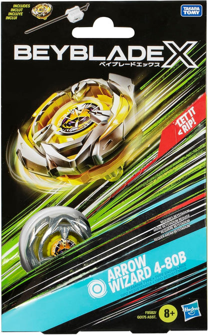 Beyblade X Arrow Wizard 4-80B Starter Pack Set with Stamina Type Right-Spinning Top and Launcher
