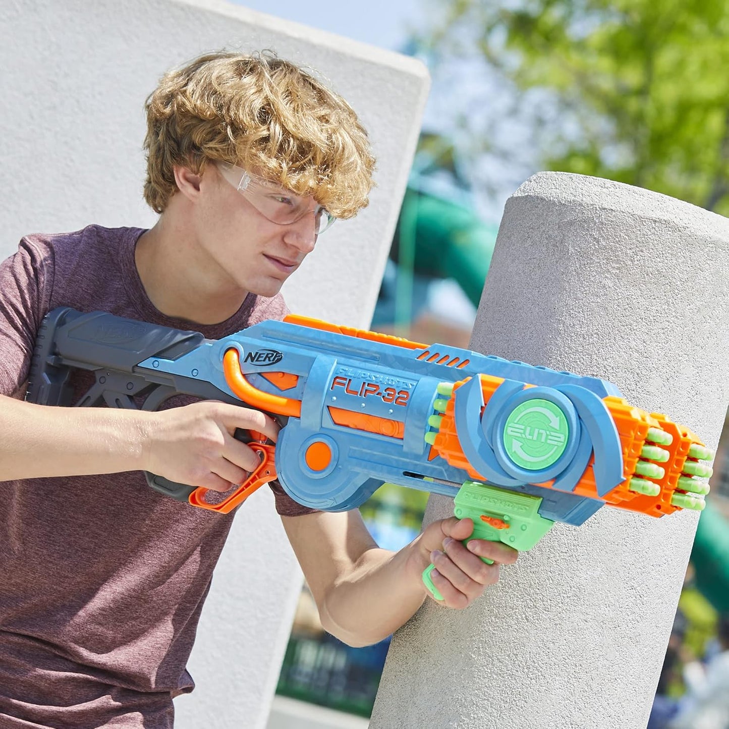 Nerf Elite 2.0 Flipshots Flip-32 Blaster with 32 Dart Barrels That Flip to Double Your Firepower, 32-Dart Capacity, 32 Elite Darts