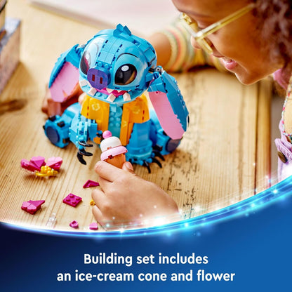 LEGO Disney Stitch Toy Building Kit, Buildable Figure with Ice Cream Cone