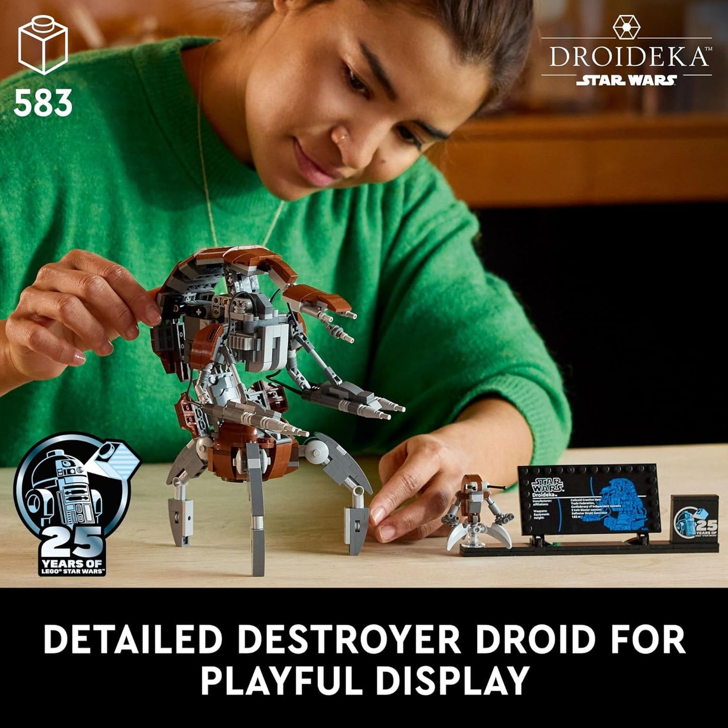 LEGO Star Wars Droideka Model for Build and Display, Collectible Brick Built Destroyer Droid Figure