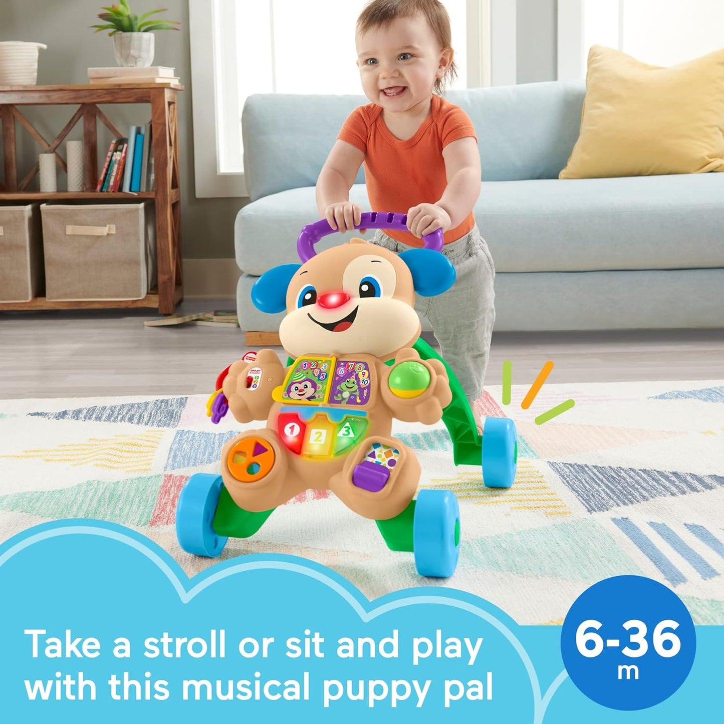 Fisher-Price Baby Toy Laugh & Learn Smart Stages Learn with Puppy Walker with Music Lights & Activities for Infants Ages 6+ Months