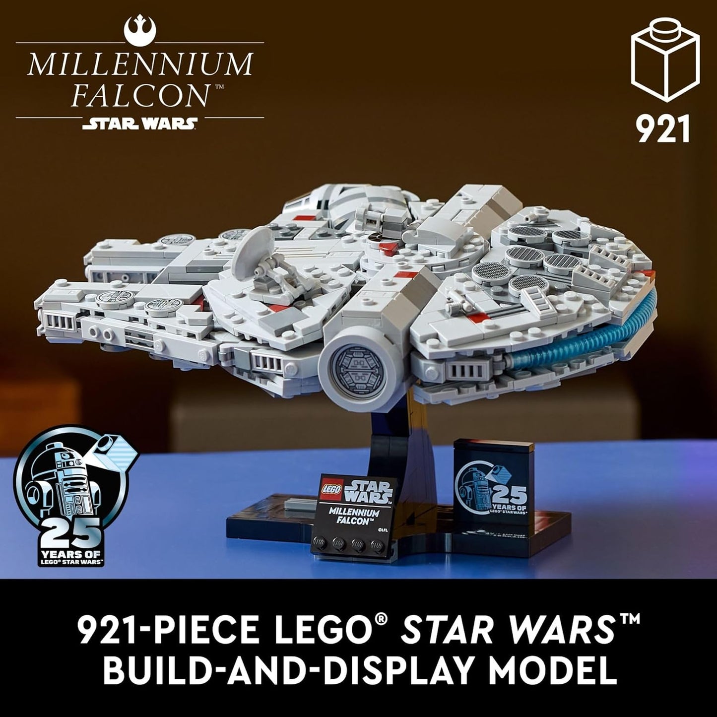 LEGO Star Wars Millennium Falcon A New Hope 25th Anniversary Collectable Model - DIY Building Sets with Display Stand