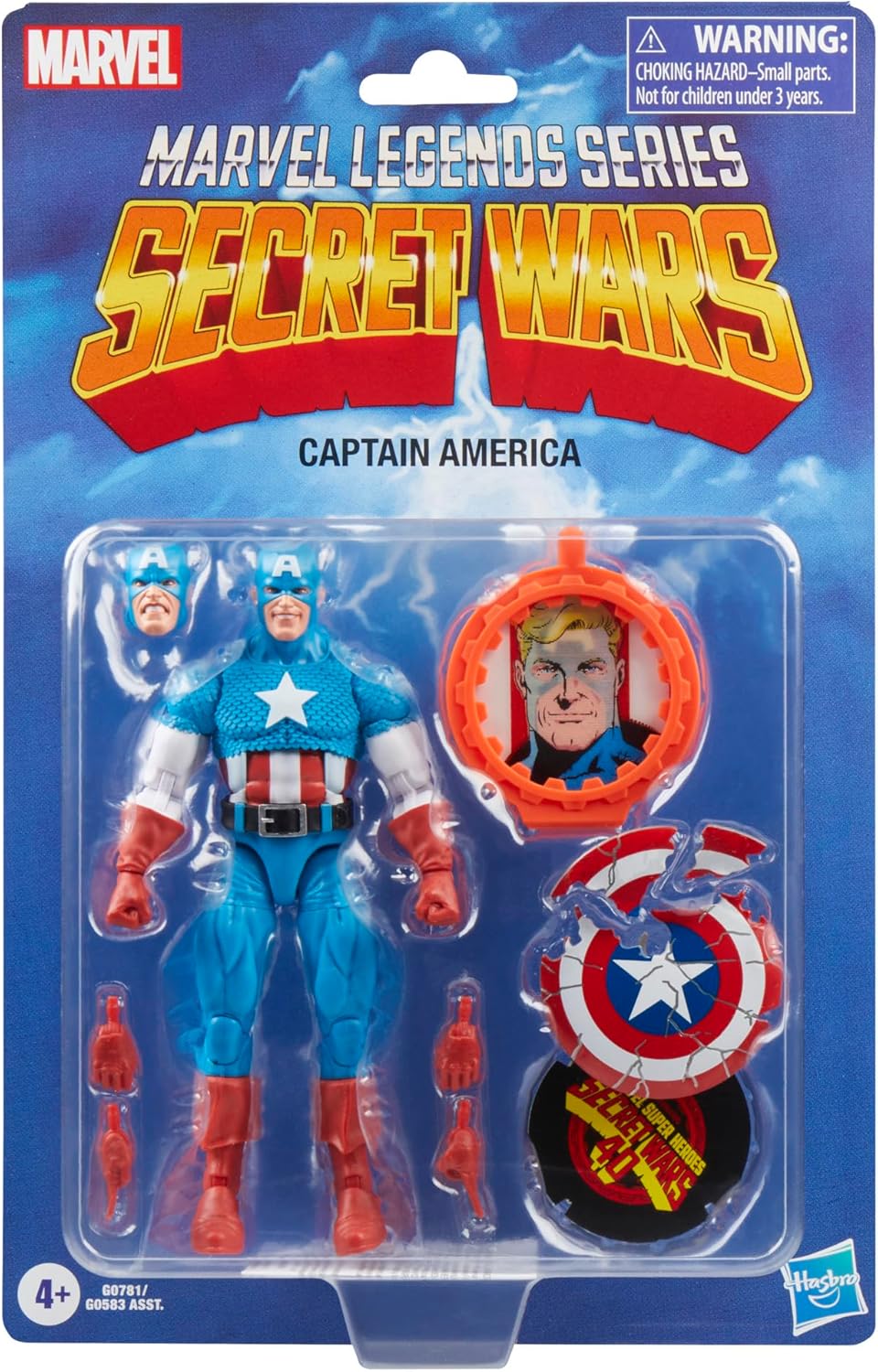 Marvel Legends Series Captain America, Avengers Retro Comics Secret Wars Collectible 6 Inch Action Figure with Shield