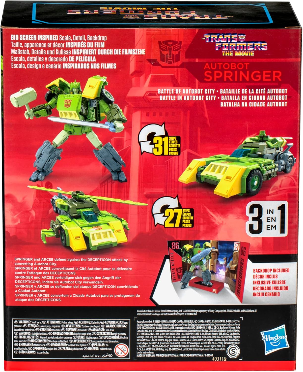 Transformers Toys Studio Series Leader The The Movie 86-30 Springer, 8.5-inch Converting Action Figure, 8+
