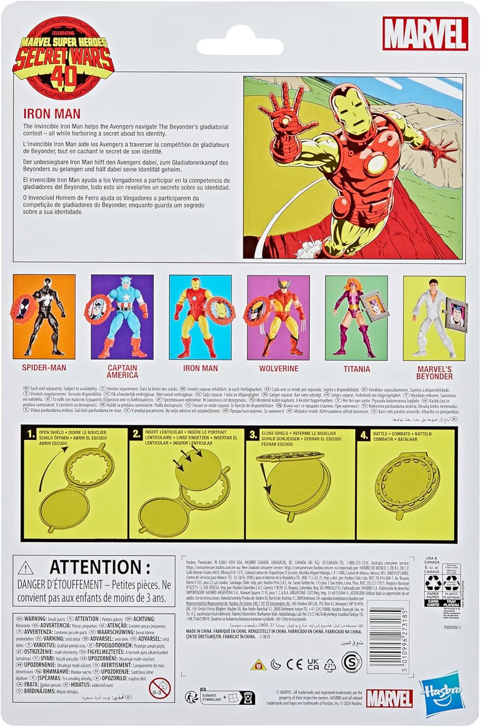 Marvel Legends Series Iron Man, Avengers Retro Comics Secret Wars Collectible 6 Inch Action Figure with Shield