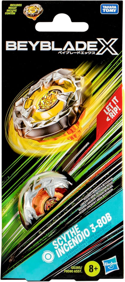 Beyblade X Scythe Incendio 3-80B Booster Pack Set with Stamina Type Right-Spinning Top