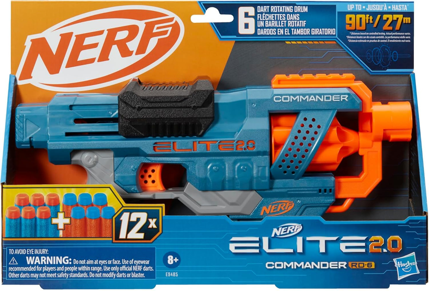NERF Elite 2.0 Commander RD-6 Dart Blaster, 12 Darts, 6-Dart Rotating Drum