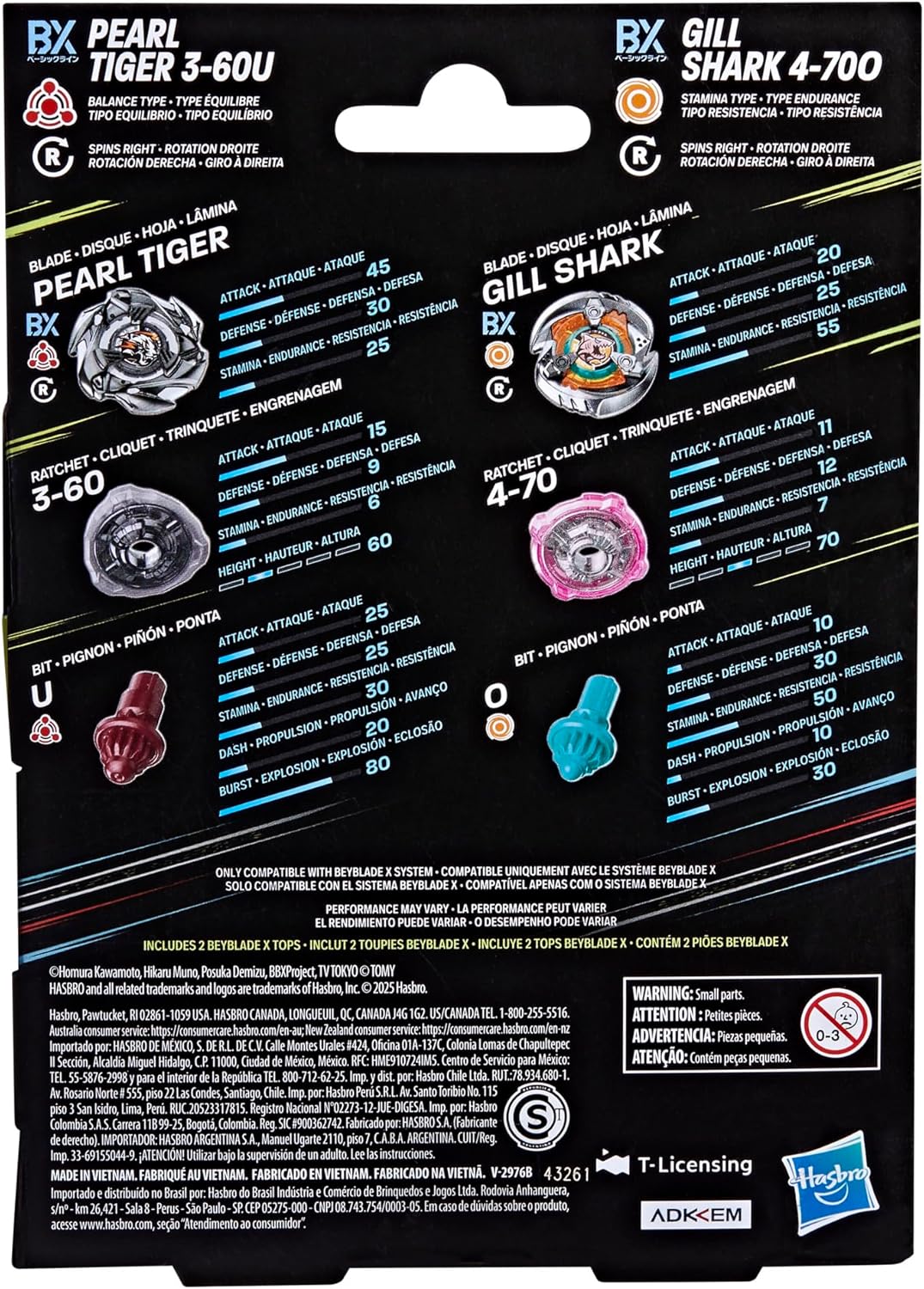 Beyblade X Gill Shark 4-70O BX & Pearl Tiger 3-60U BX Dual Pack Set