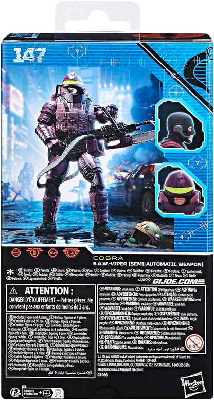 G.I. Joe Classified Series #147, S.A.W.-Viper (Semi-Automatic Weapon), Collectible 6 Inch Action Figure with 9 Accessories