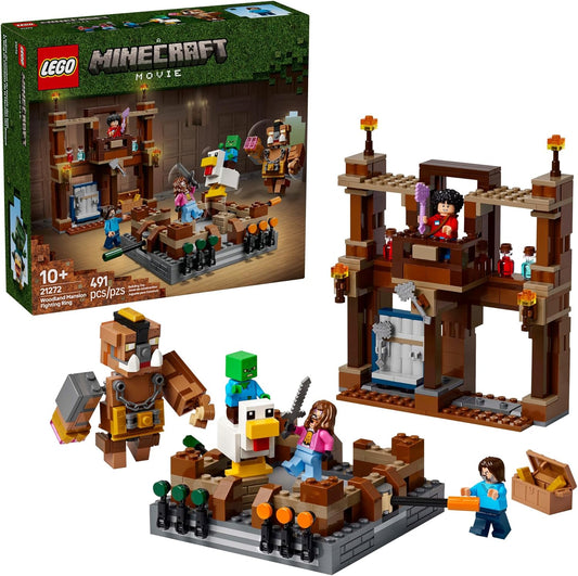 LEGO Minecraft Woodland Mansion Fighting Ring Includes Steve, Garrett, & Henry Minecraft Figures, Plus a Chicken Jockey & More