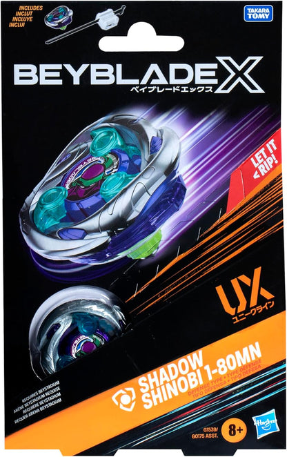 Beyblade X Shadow Shinobi 1-80MN UX Starter Pack Set with Defense Type Top and Launcher