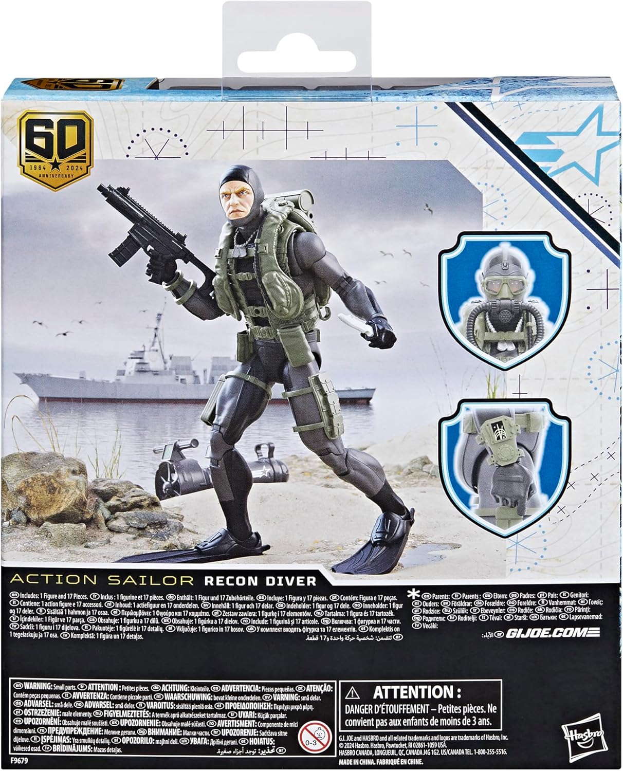 G.I. Joe Classified Series 60th Anniversary Action Sailor - Recon Dive Action Figure with 17 Accessories