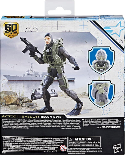 G.I. Joe Classified Series 60th Anniversary Action Sailor - Recon Dive Action Figure with 17 Accessories