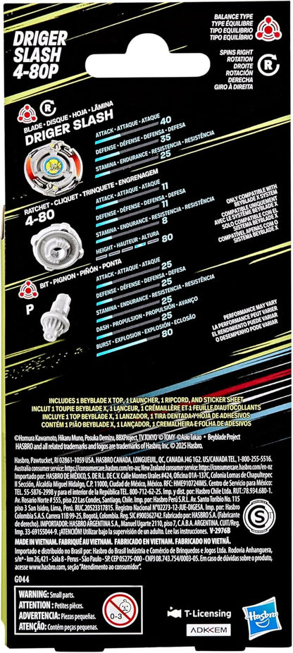 Beyblade X X-Over Project Driger Slash 4-80P Starter Pack Set with Balance Type Top and Launcher