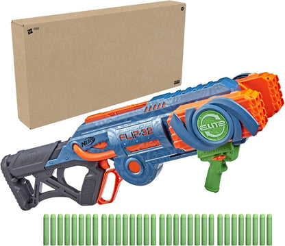 Nerf Elite 2.0 Flipshots Flip-32 Blaster with 32 Dart Barrels That Flip to Double Your Firepower, 32-Dart Capacity, 32 Elite Darts