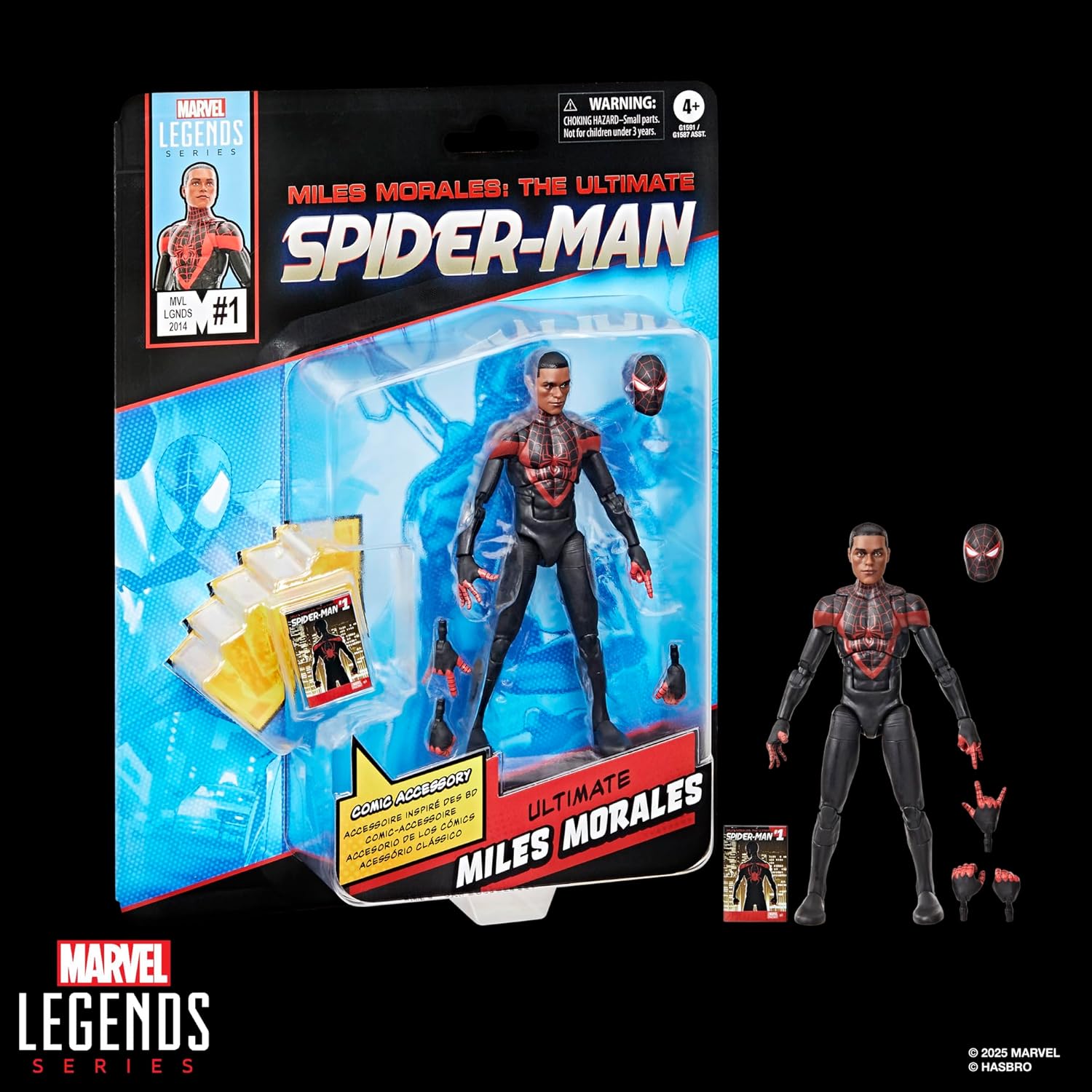Marvel Legends Series Ultimate Miles Morales, Spider-Man Comics-Inspired Collectible 6-Inch Scale Action Figure with Character-Sized Comic Accessory