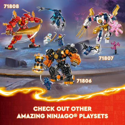 LEGO NINJAGO Kai’s Elemental Fire Mech 71808 – Ninja Action Figure Toy with Kai & Zane Minifigures – Customizable Mech Set