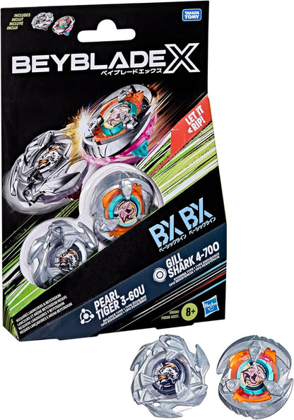 Beyblade X Gill Shark 4-70O BX & Pearl Tiger 3-60U BX Dual Pack Set